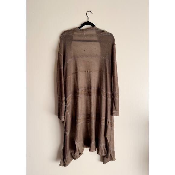 Free People Brown Earthy Long Sleeve Knit Duster Open Front Cardigan Small Boho - Picture 6 of 7